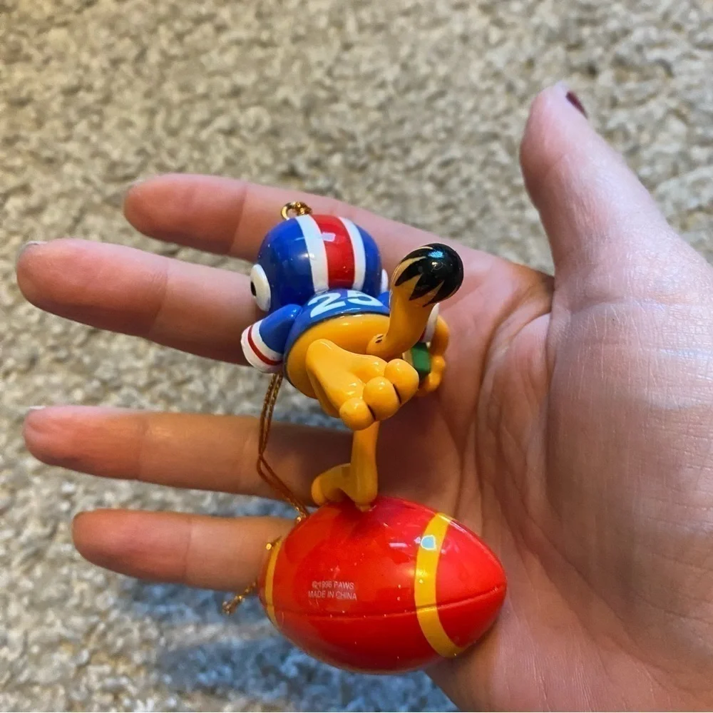 Vintage Garfield Christmas Ornament Football Red Blue Holiday Decor